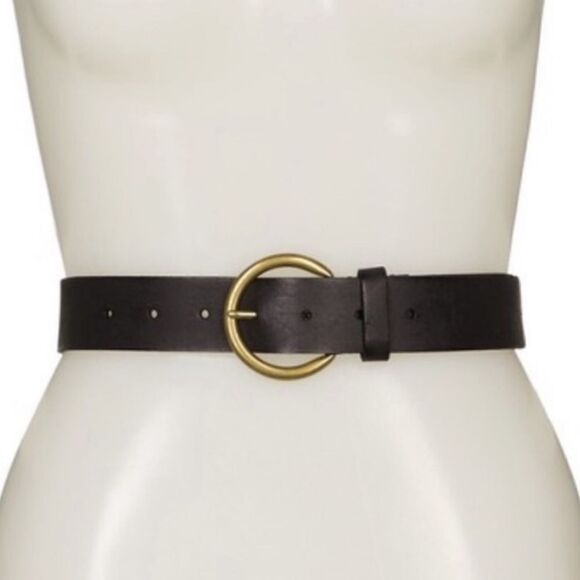 🖤 NWT Frye Flat Black Leather Classic Belt - Picture 1 of 4